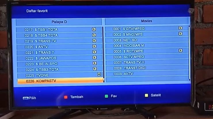 setting nama satelit di posisi All 1