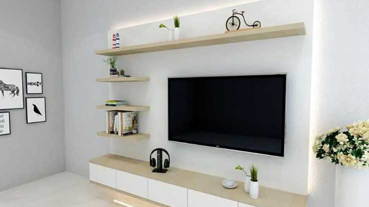 Backdrop TV Dinding Putih