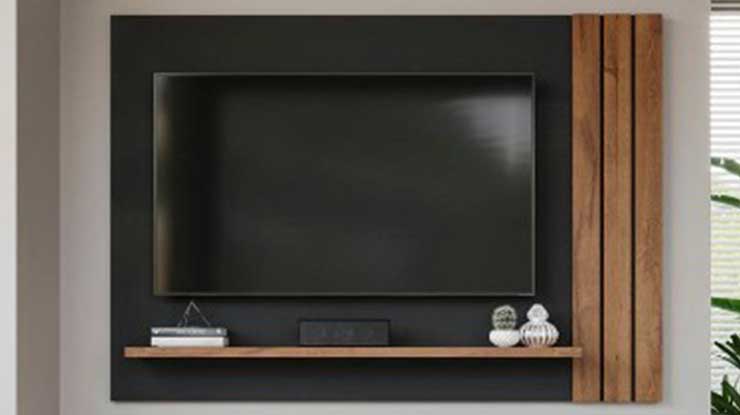 Backdrop TV Kayu Bingkai Hitam
