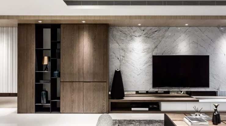 Backdrop TV Minimalis Mewah Marmer
